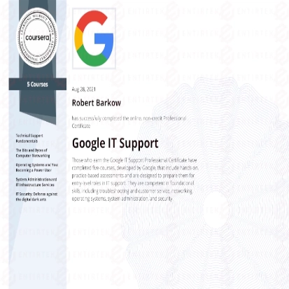 Entirtek Google IT Support certification picture