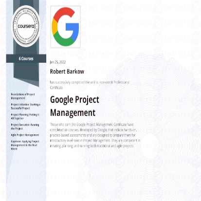Entirtek Google Project Management certification picture