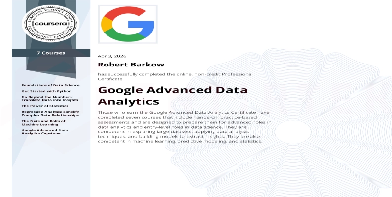 Entirtek Google Advanced Data Analytics certification