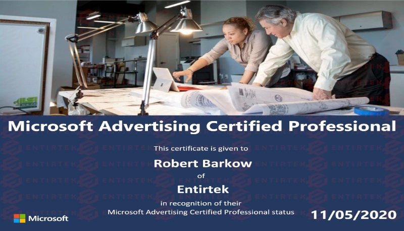 Entirtek Microsoft advertising certified professional certification picture